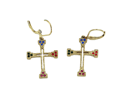 Picture of Steel earrings in the shape of a cross with zircons