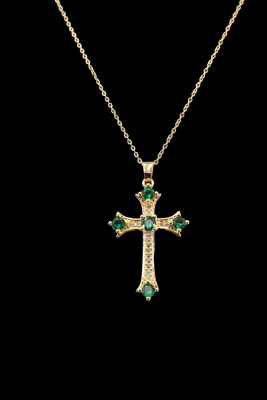 Εικόνα της Κολιέ  γυναικείο σταυρός με πολύχρωμες πέτρες