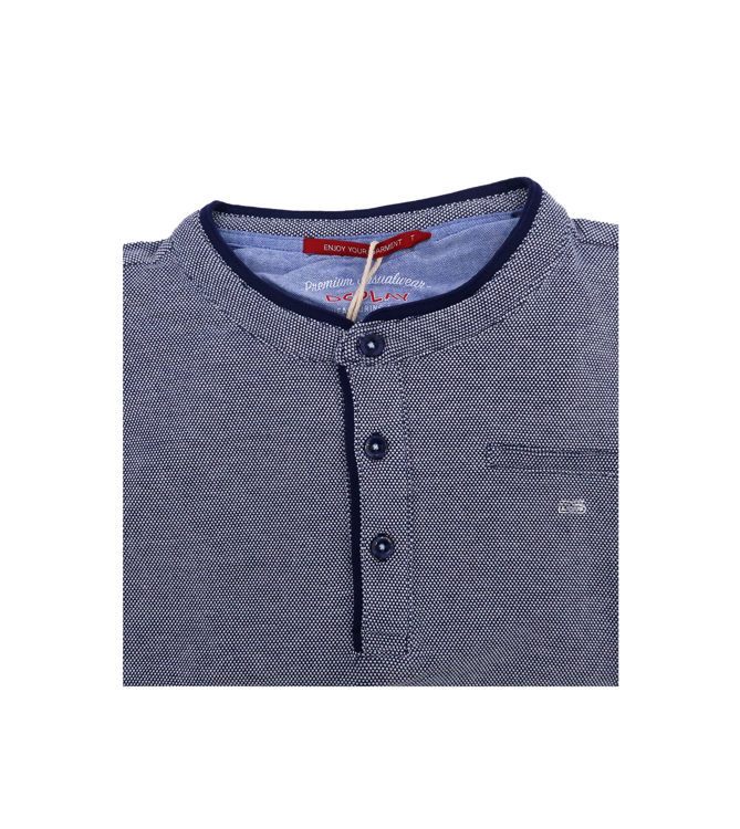 Picture of DSPLAY ανδρική μπλούζα πικέ με κουμπιά, τσέπη και λογότυπο DS