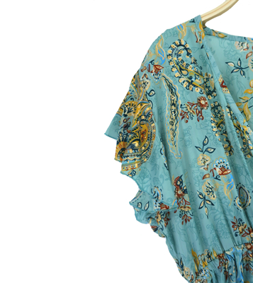 Picture of Γυναικείο φόρεμα ONE SIZE με λάστιχο και σχοινιά, καλοκαιρινά σχέδια