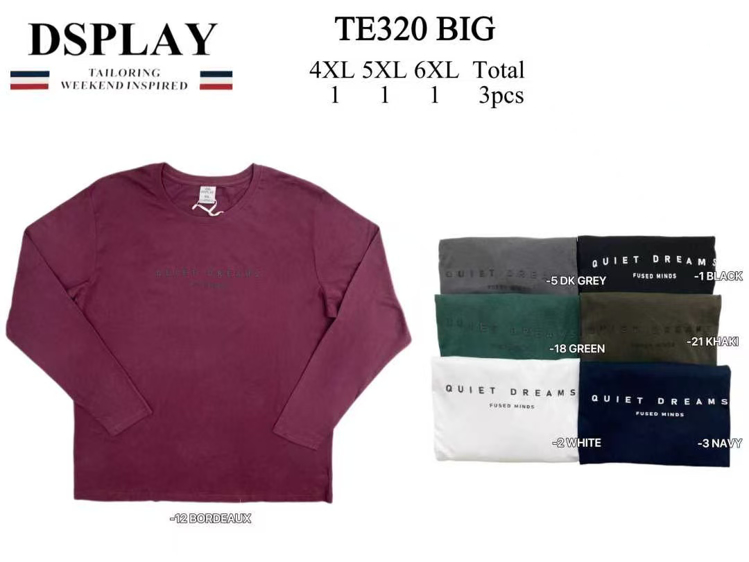 Εικόνα της DSPLAY Ανδρικό μακρυμάνικο μπλουζάκι  BIG SIZE 4XL-6XL